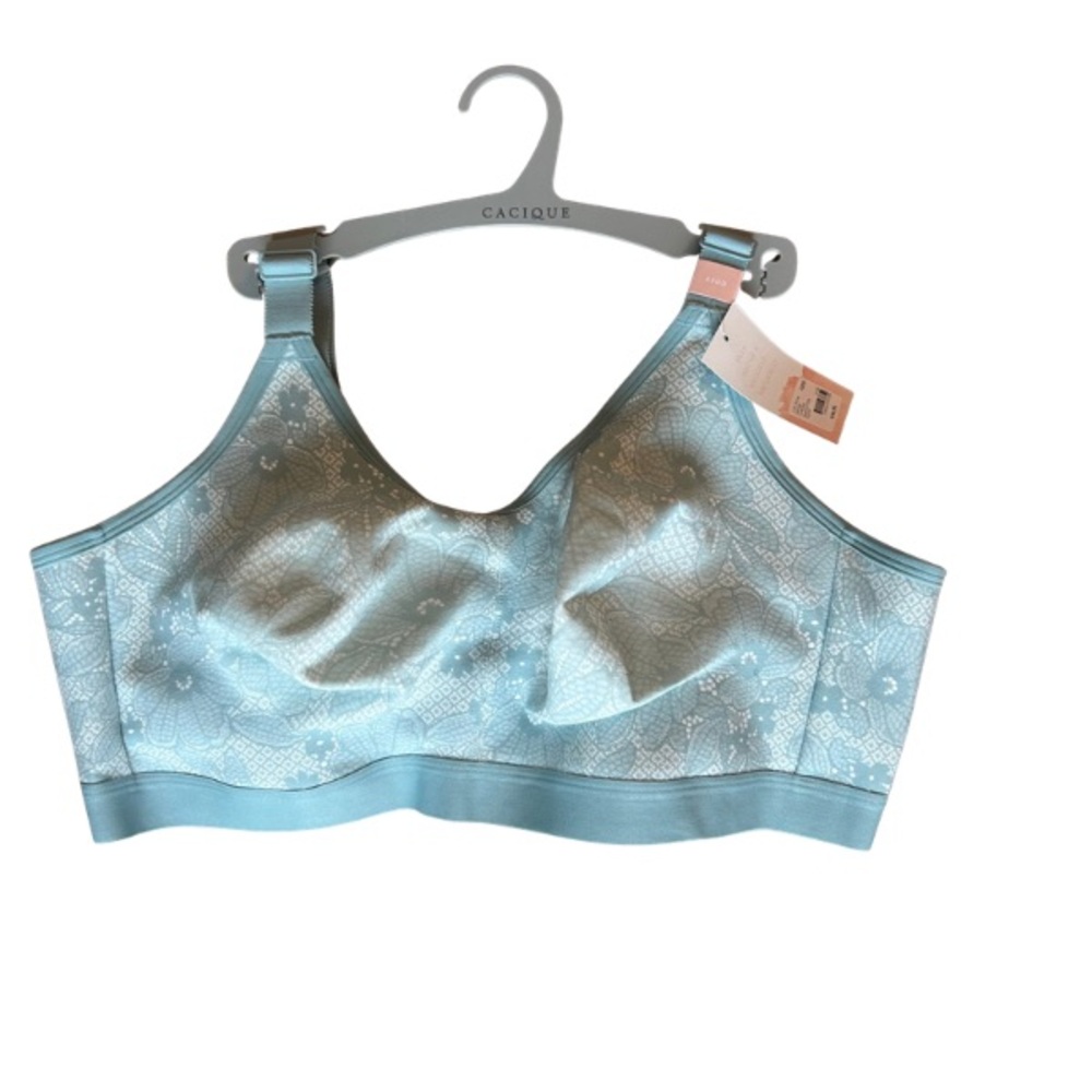 Cacique Blue and White Paisley Wireless Bra